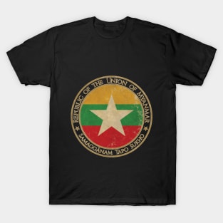 Vintage Republic of the Union of Myanmar Asia Asian Flag T-Shirt